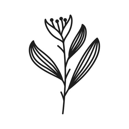 branch with leafs nature ecology isolated icon vector illustration line styleのイラスト素材