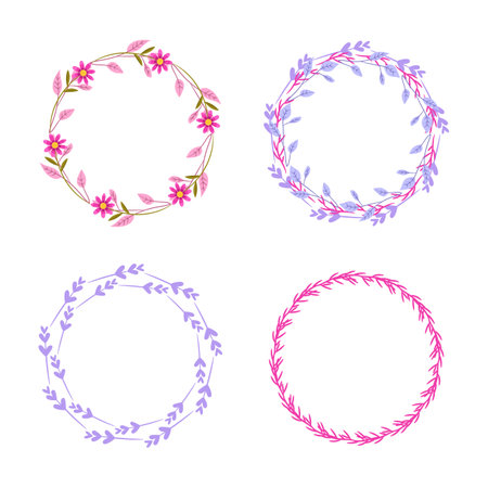 Set of floral wreaths for your design. Vector illustration.のイラスト素材