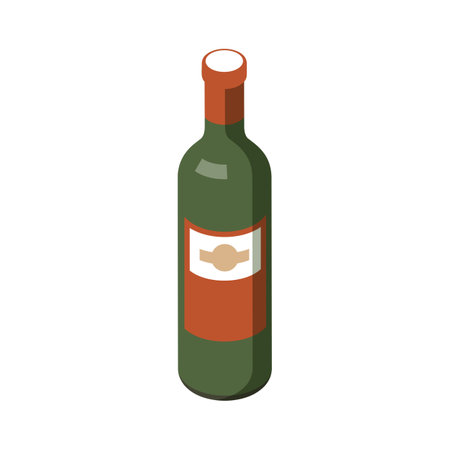 Wine bottle icon in isometric 3d style on a white backgroundのイラスト素材