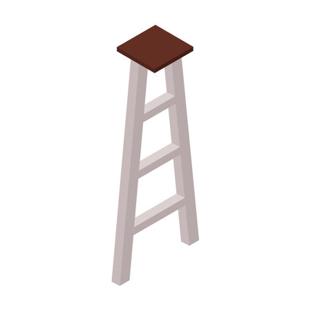 Wooden ladder icon in isometric 3d style on a white backgroundのイラスト素材