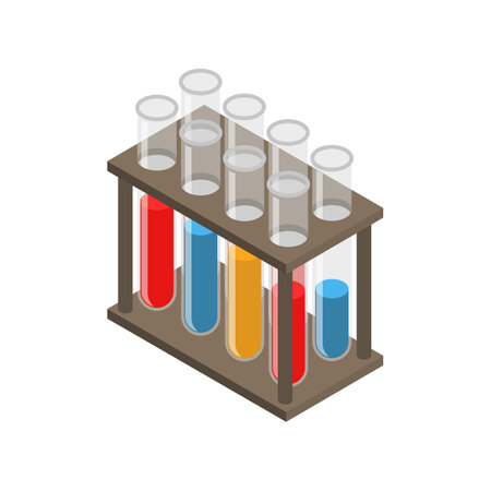 Laboratory test tubes icon in isometric 3d style on a white backgroundのイラスト素材