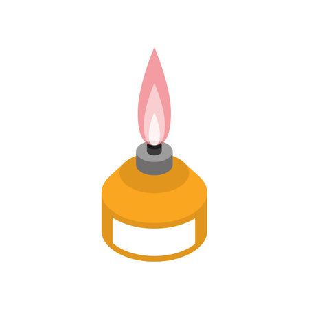 Burning candle icon in isometric 3d style on a white backgroundのイラスト素材