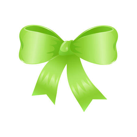 Green bow on a white background. Vector illustration for your design.のイラスト素材