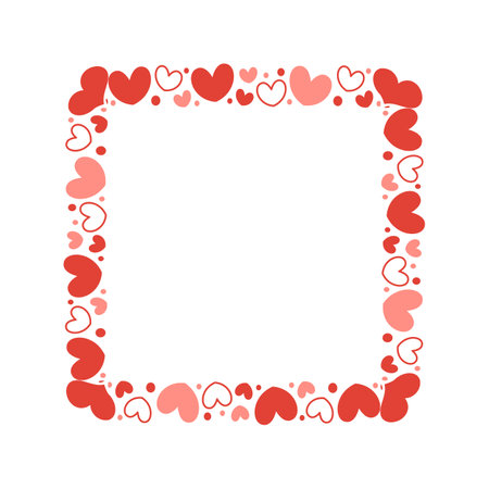 Frame with red hearts on white background. Vector illustration for your design.のイラスト素材