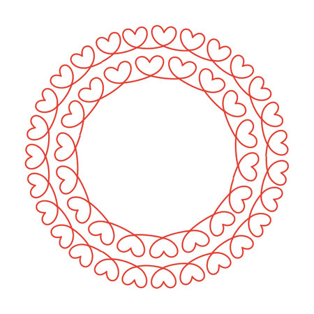 Round frame with red hearts. Decorative element for design. Vector illustration.のイラスト素材