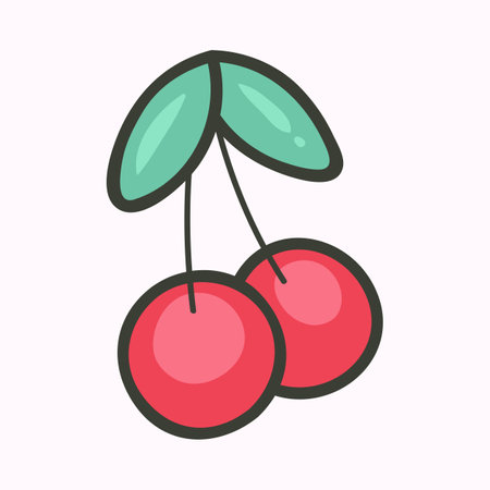 Cherry icon, vector illustration. Flat design style with long shadow.