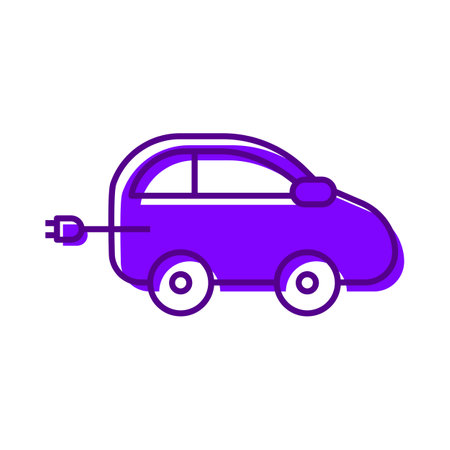 Electric car icon. Vector illustration in flat style. Isolated on white background.のイラスト素材