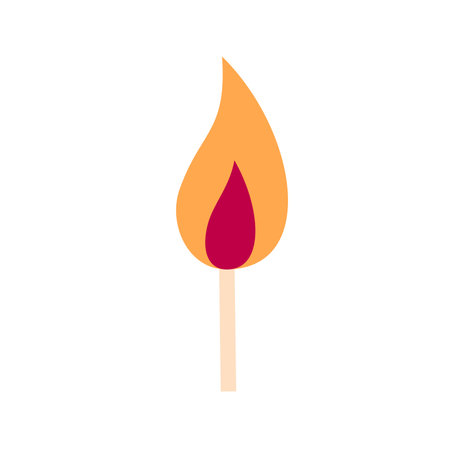 Burning match flat icon isolated on white background for your web and mobile app designのイラスト素材