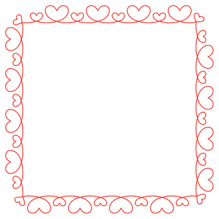 Red heart border frame deco vector art simple line corner calligraphyのイラスト素材