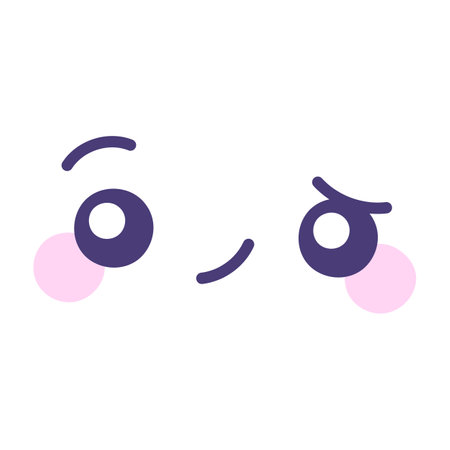 Cute kawaii face with eyes and mouth, vector illustrationのイラスト素材