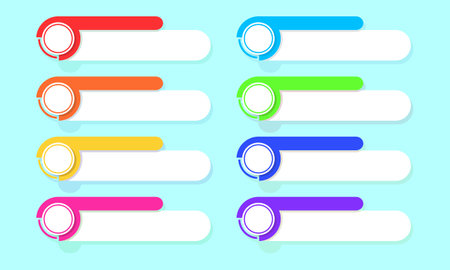Set of colorful web buttons with rounded corners. Vector illustration in flat styleのイラスト素材