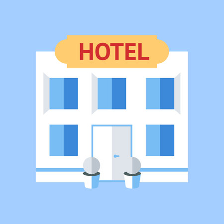 Hotel flat icon. Vector illustration of hotel in flat style.のイラスト素材