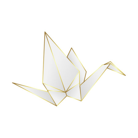 Paper origami crane isolated on a white background. Vector illustration.のイラスト素材
