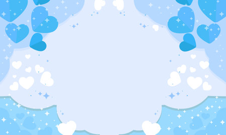 Frame with blue hearts on a blue background. Vector illustration for Valentine's Day.のイラスト素材
