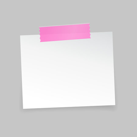 Sticky note paper with shadow isolated on grey background. Vector illustration.のイラスト素材