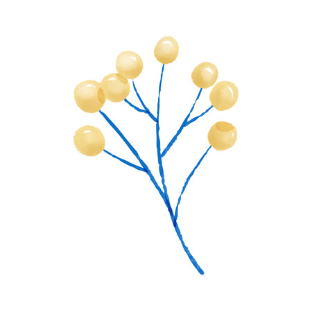 Hand drawn watercolor branch with berries isolated on white background. Vector illustration.のイラスト素材