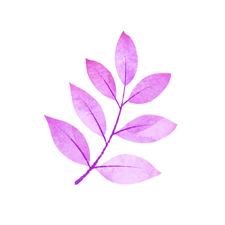 Watercolor branch with leaves on a white background. Vector illustration.のイラスト素材