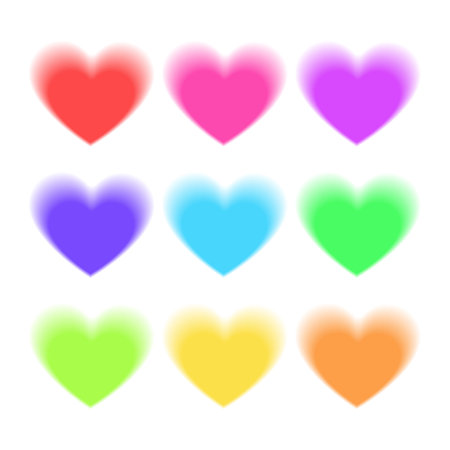 Set of multicolored hearts on a white background. Vector illustrationのイラスト素材