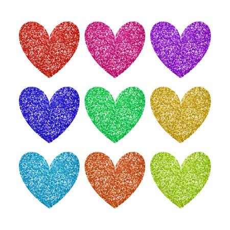 Set of multicolored hearts isolated on white background. Vector illustration.のイラスト素材