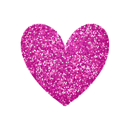 Pink glitter heart on white background. Vector illustration for your design.のイラスト素材