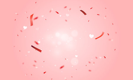Valentine's day background with red confetti. Vector illustration.のイラスト素材