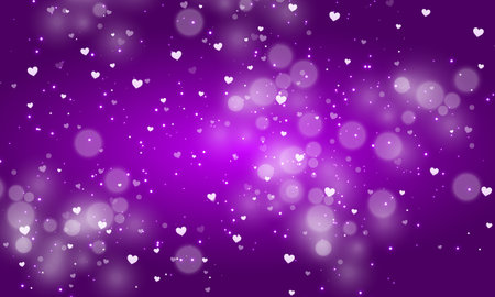 Purple valentine background with bokeh lights and heartsのイラスト素材