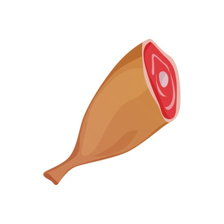 Whole leg of meat icon in cartoon style on a white backgroundのイラスト素材