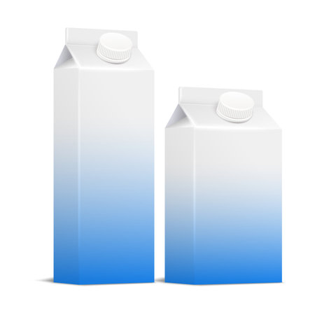 Milk carton packaging isolated on white background. Vector illustration.のイラスト素材