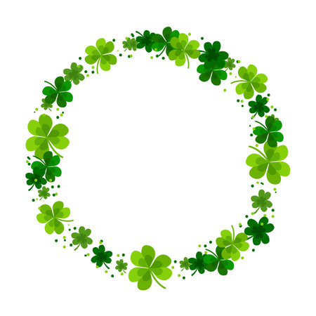 Round frame with clover leaves. St. Patrick's Day. Vector illustration.のイラスト素材