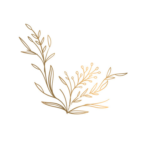 Hand drawn golden laurel wreath isolated on white background. Vector illustration.のイラスト素材
