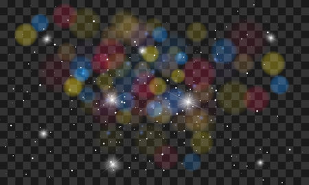 The dust sparks and golden stars shine with special light. Vector sparkles on a transparent background. Christmas light effect. Sparkling magical dust particles.のイラスト素材