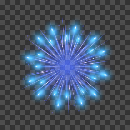Blue firework. Isolated on transparent background. Vector illustration.のイラスト素材