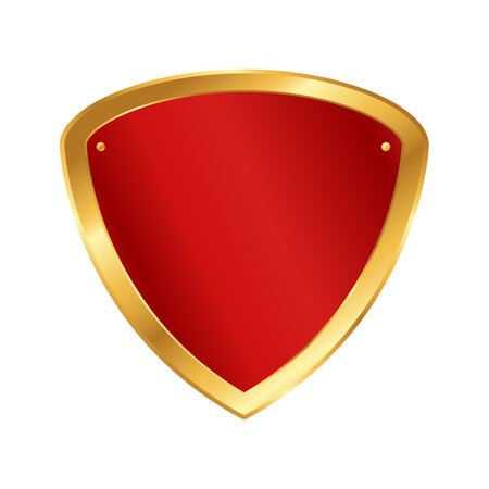 Gold and red shield isolated on a white background. Vector illustration.のイラスト素材