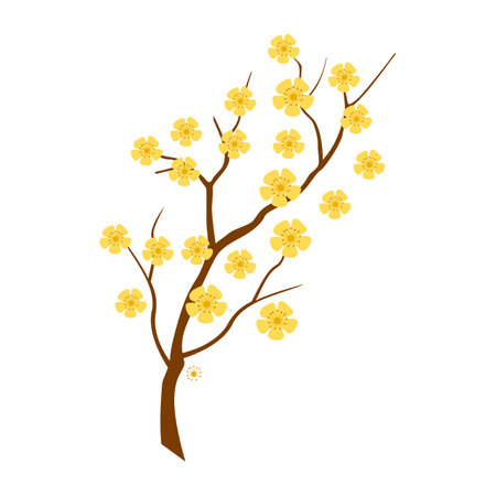 cherry blossom branch icon vector illustration design graphic flat style designのイラスト素材