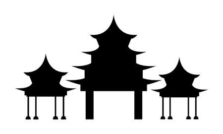 Silhouette of a temple on a white background. Vector illustrationのイラスト素材