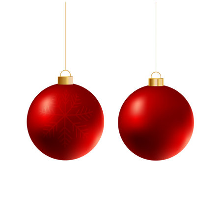 Red Christmas balls on a white background. Vector illustration. Eps 10のイラスト素材