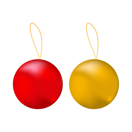 Illustration of two christmas balls on a white background - vectorのイラスト素材