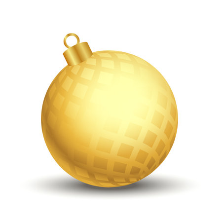 Gold Christmas ball isolated on white background. Vector illustration. Eps 10.のイラスト素材