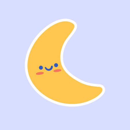 Cute kawaii crescent moon character. Vector illustration.のイラスト素材