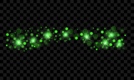 Green glittering lights effect. Sparkling magic dust particles. Vector illustrationのイラスト素材
