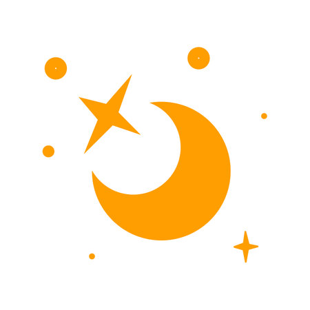 Crescent moon and star vector illustration. Moon and stars icon.のイラスト素材