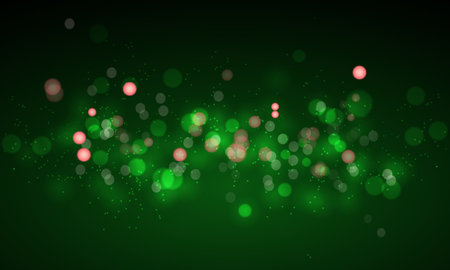 Green abstract background with bokeh defocused lights. Vector illustration.のイラスト素材