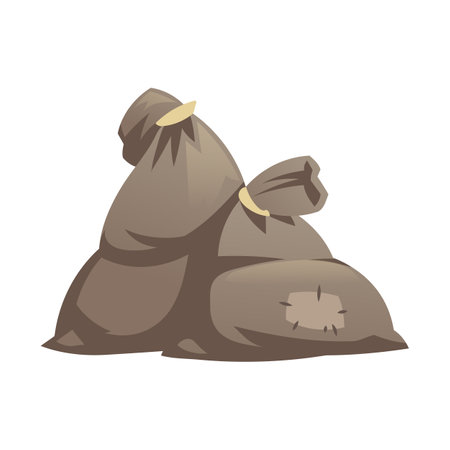 Illustration of a pile of garbage bags isolated on a white background.のイラスト素材