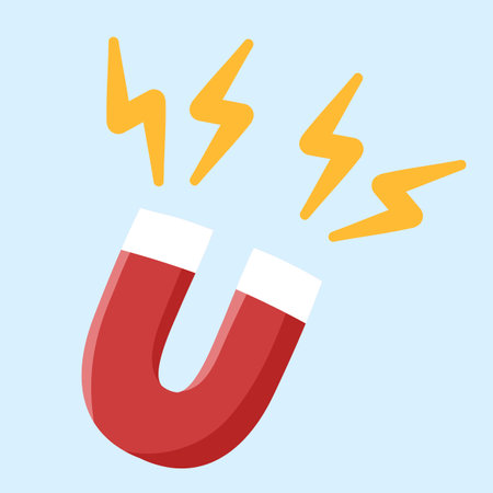 Magnet with lightning icon. Flat illustration of magnet with lightning icon for web designのイラスト素材
