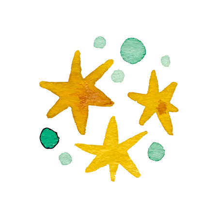 Watercolor stars. Hand-drawn illustration on a white background.のイラスト素材
