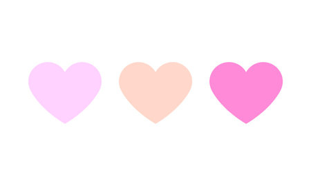 Set of pink hearts on a white background. Vector flat illustration.のイラスト素材