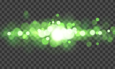 Green bokeh light effect. Sparkling magical dust particles. Vector illustrationのイラスト素材