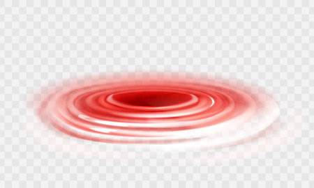 Red liquid drop isolated on transparent background. Realistic vector illustration.のイラスト素材