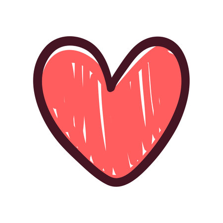 Hand drawn doodle heart icon. Vector illustration isolated on white background.のイラスト素材
