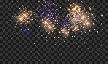 Fireworks isolated on transparent background. Fireworks with sparks. Vector illustrationのイラスト素材